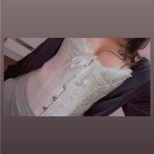 Lace white career with ribbon back